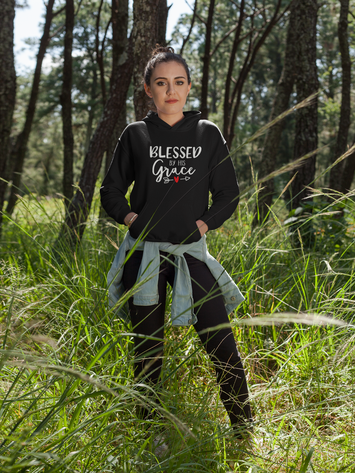 Blessed by His Grace - Christelijke Dames hoodie biokatoen