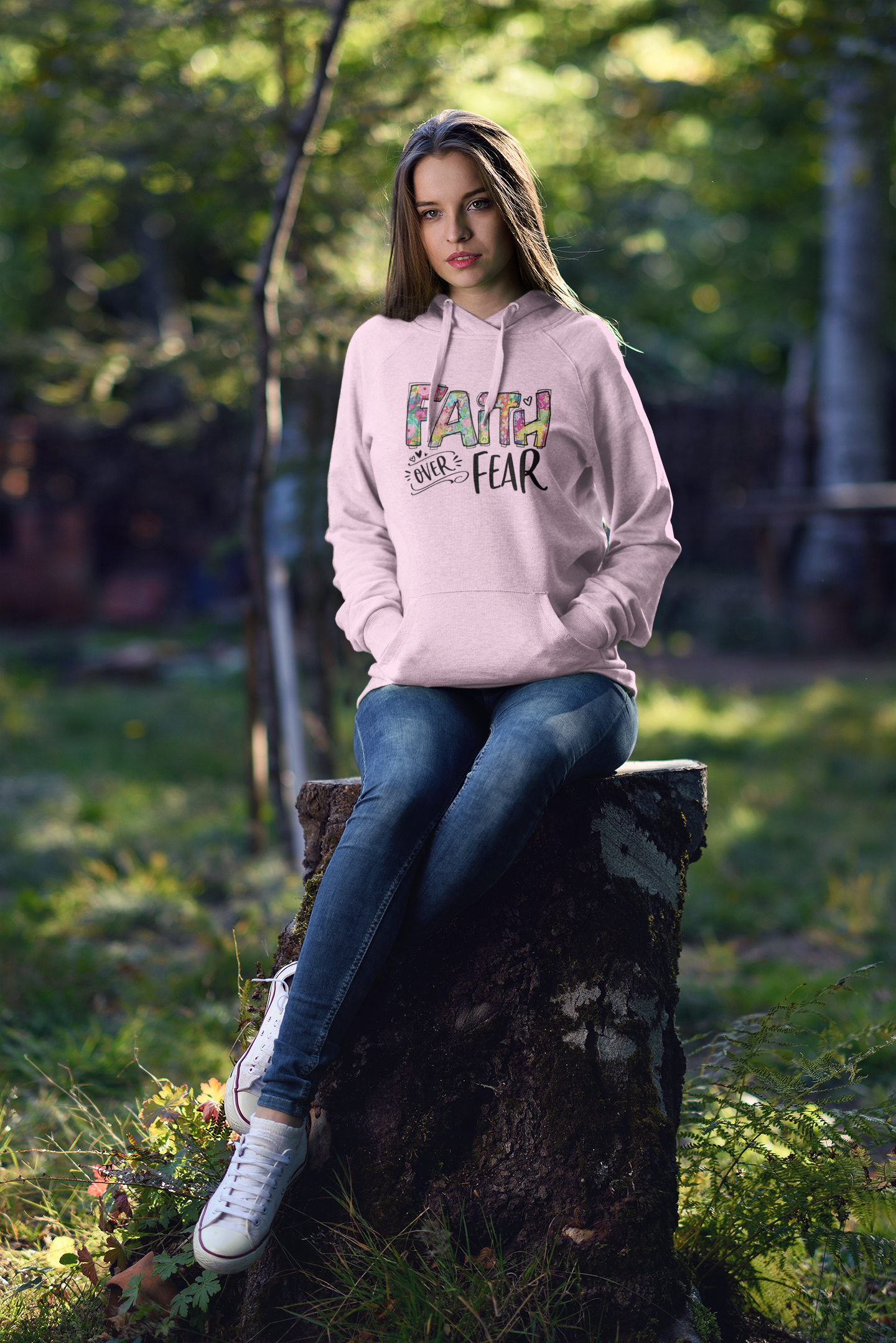 Faith over Fear- Christelijke Dames hoodie biokatoen