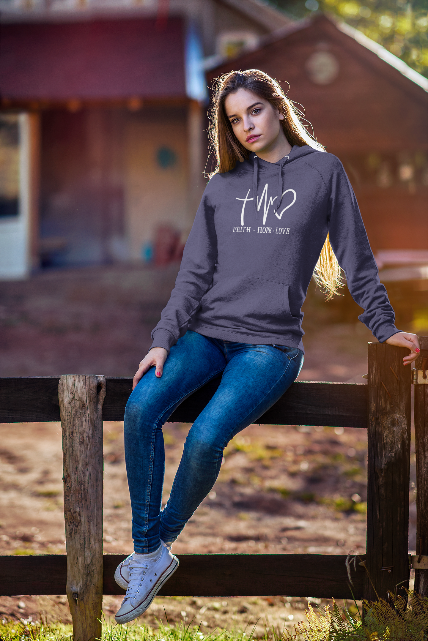 Geloof, Hoop & Liefde - Christelijke Dames hoodie biokatoen