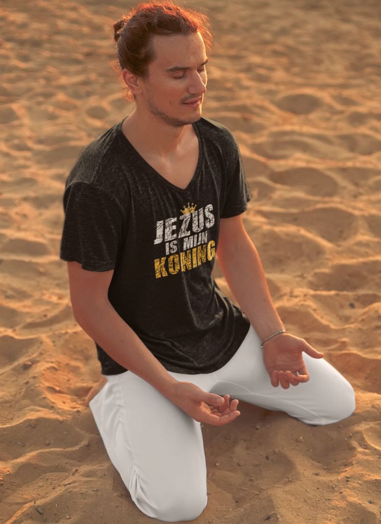 Jezus is mijn Koning V-Hals T-shirt