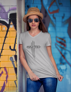 Christelijk dames V-hals shirt Faith cross