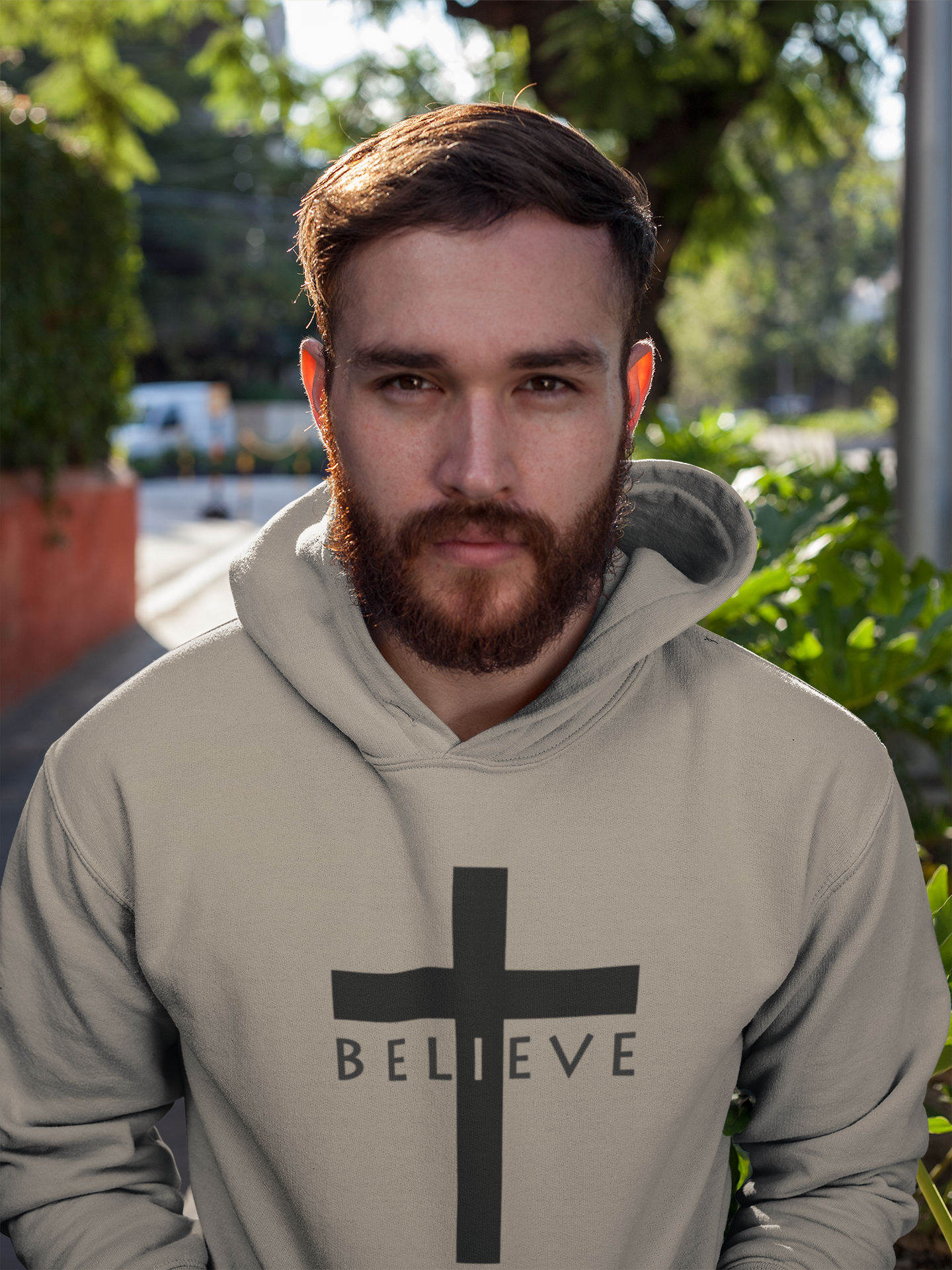 Believe kruis - christelijke heren hoodie