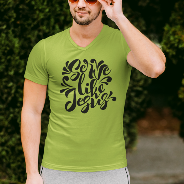 Serve like Jesus - Christelijk heren V-hals T-shirt