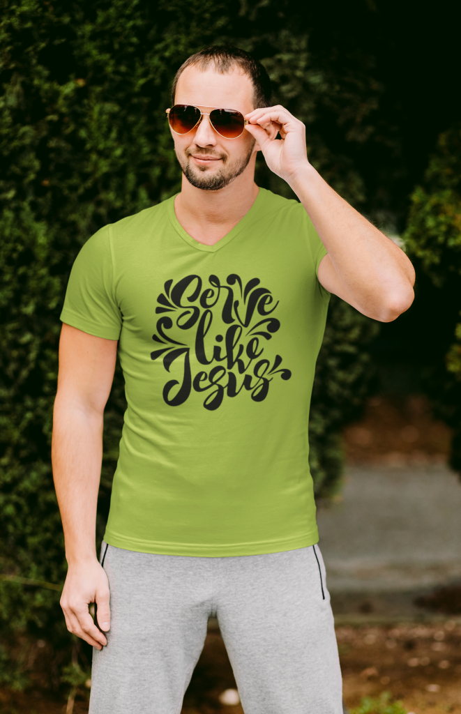 Serve like Jesus - Christelijk heren V-hals T-shirt