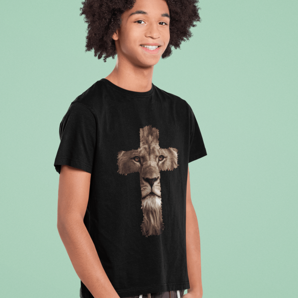 Leeuw kruis - Christelijk jongens kinder T-shirt