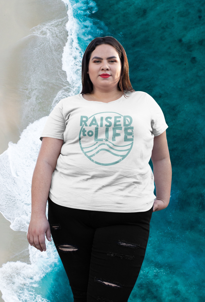 I am Raised to life – Christelijk dames Plus Size Doop T-shirt