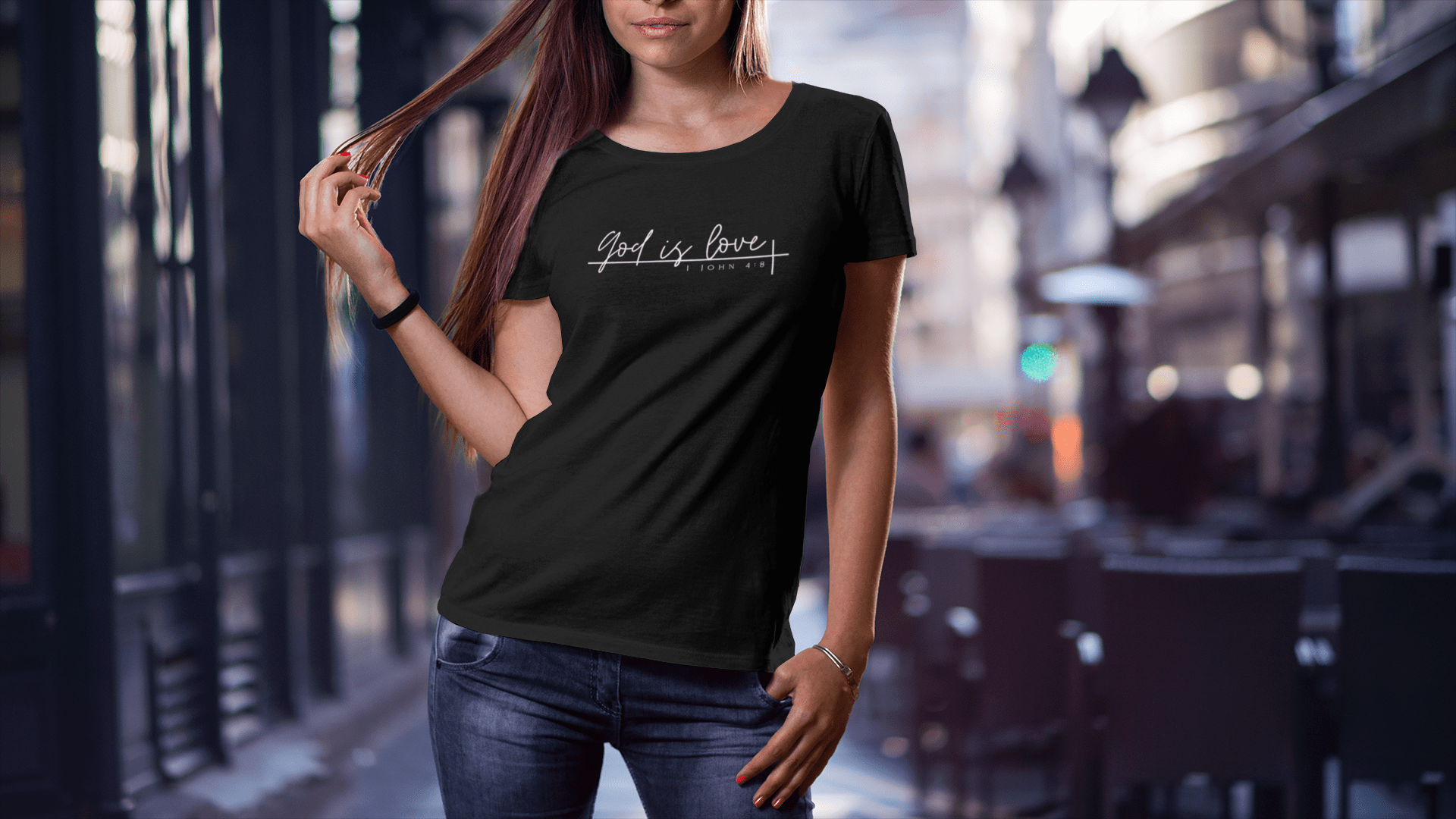 God is Love - Christelijk Boot-hals dames t-shirt