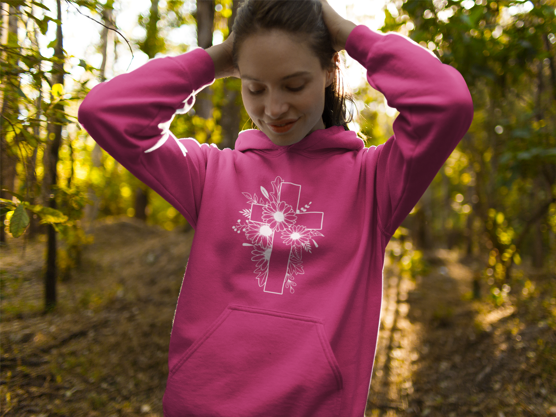 Christelijke dames hoodie! - wit Bloemen kruis