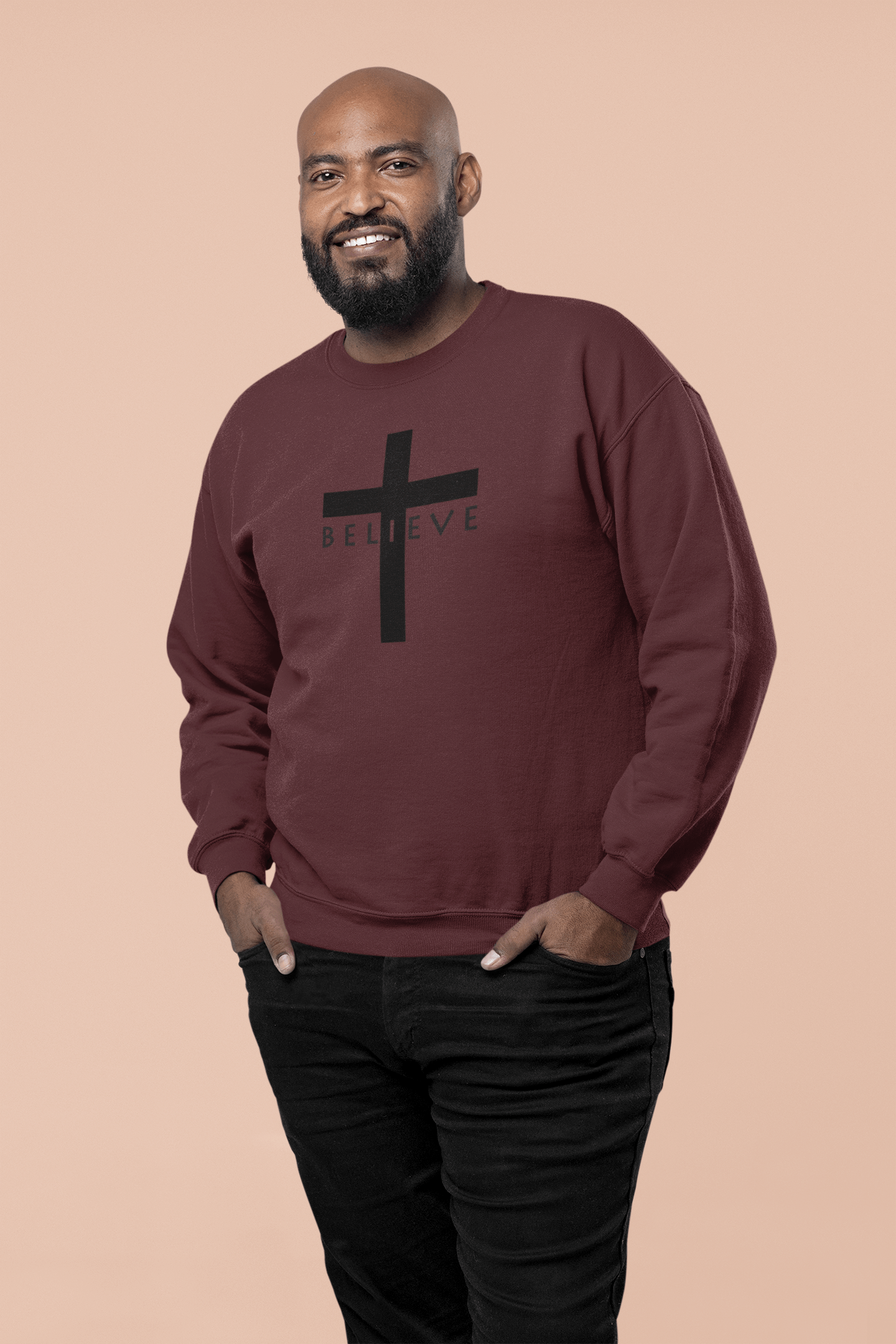 Christelijk heren sweater trui samen - Believe Cross