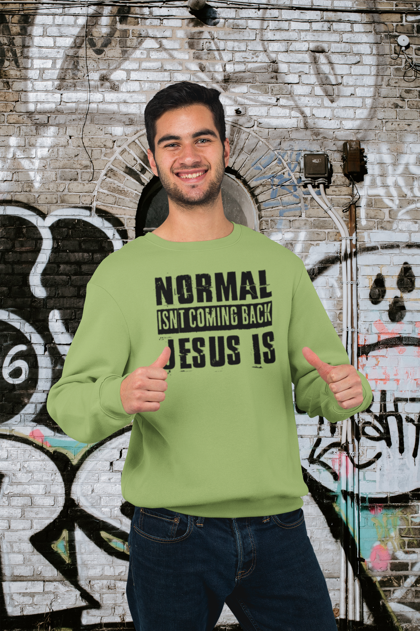 Christelijke Heren sweater - Normal isn't coming back, Jesus is!