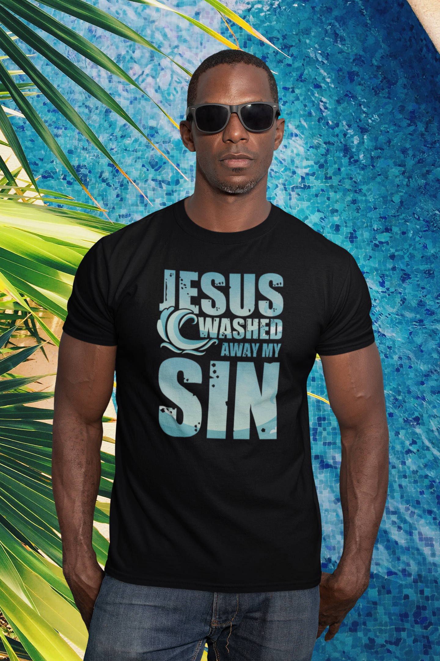 Christelijk heren Doop T-shirt - Jesus washed my sin away