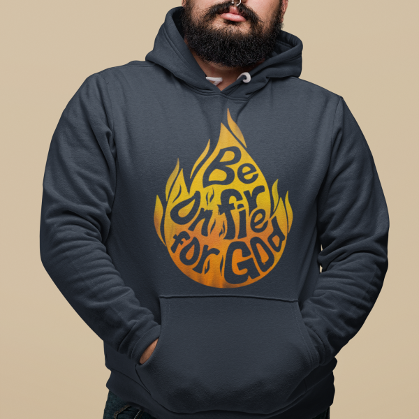 Christelijke heren hoodie! - Be on fire for God