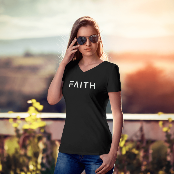 Christelijk dames V-hals shirt - Faith - 7 kleuren