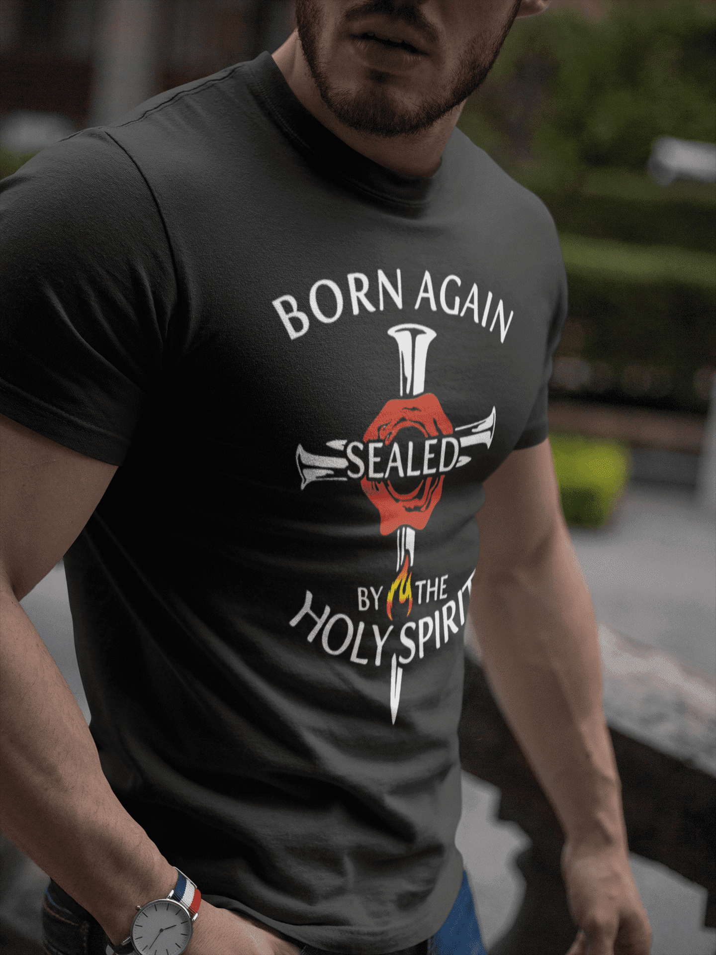 Born Again, Sealed by the Holy Spirit - Christelijk heren T-shirt - 31 kleuren