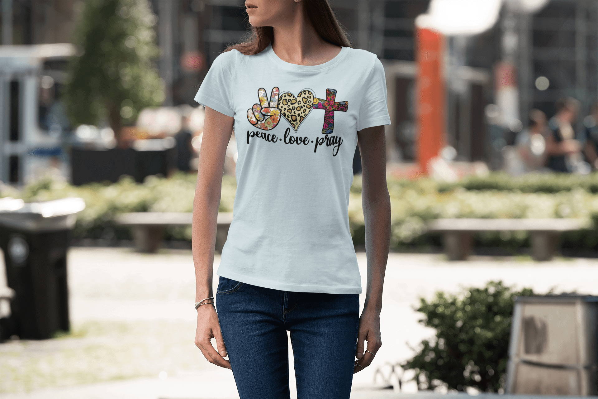 Peace Love Pray- Christelijk Dames T-Shirt - 31 kleuren