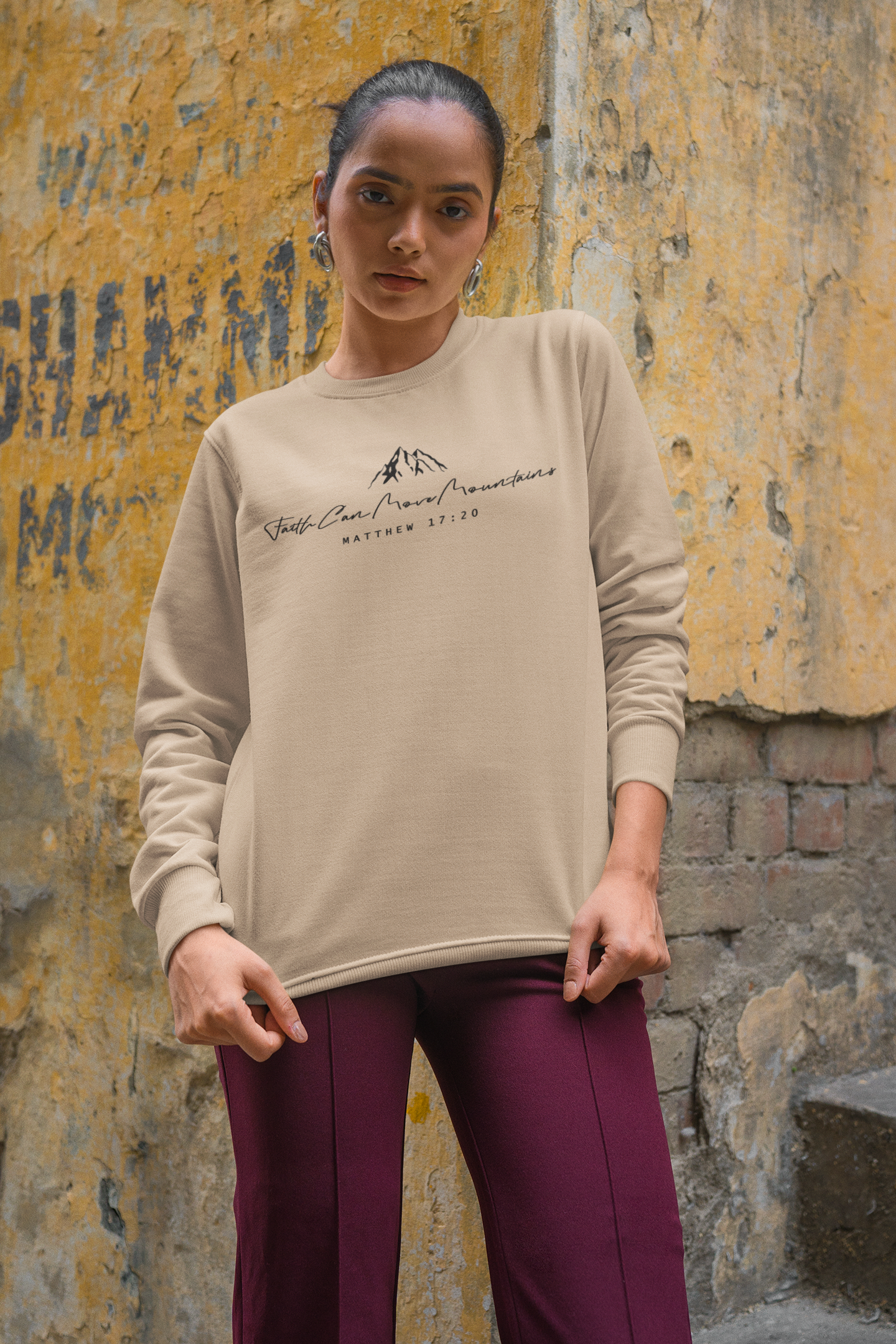 Christelijke Dames sweater - Faith move mountains - 20 kleuren