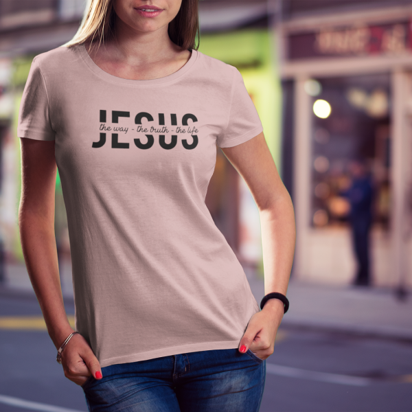 Jesus the Way, Trutsh and life - Christelijk bio katoen ruime hals T-Shirt