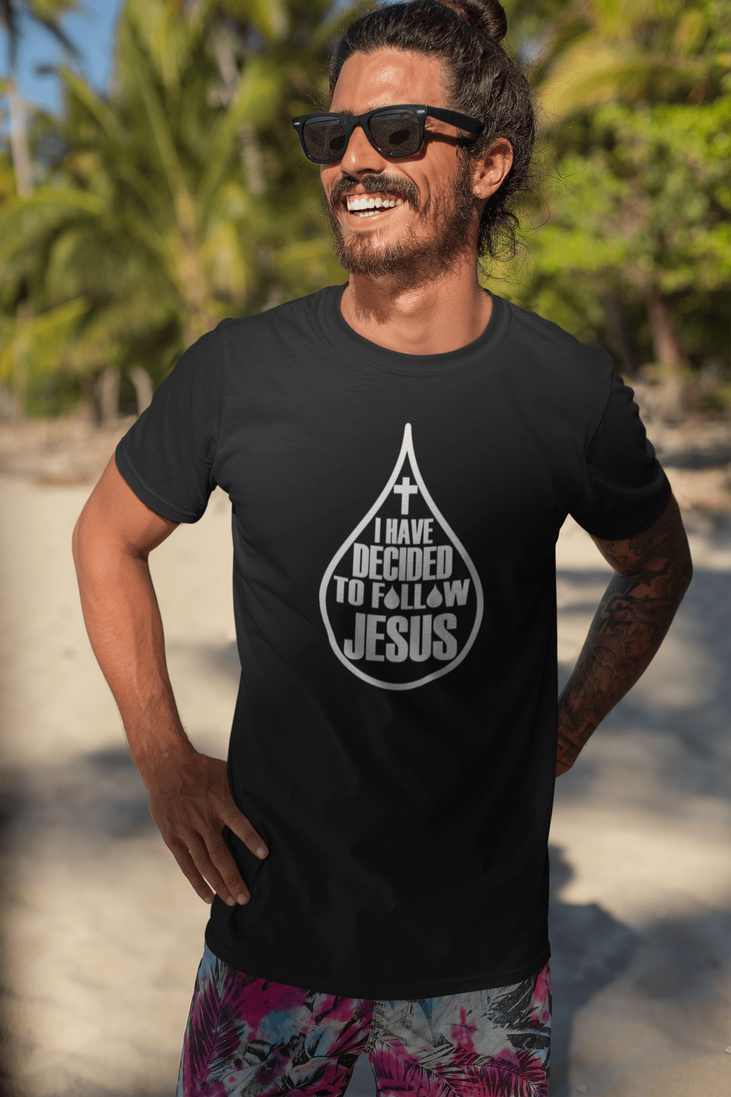 I have decided to follow Jesus drop - Doop T-shirt heren