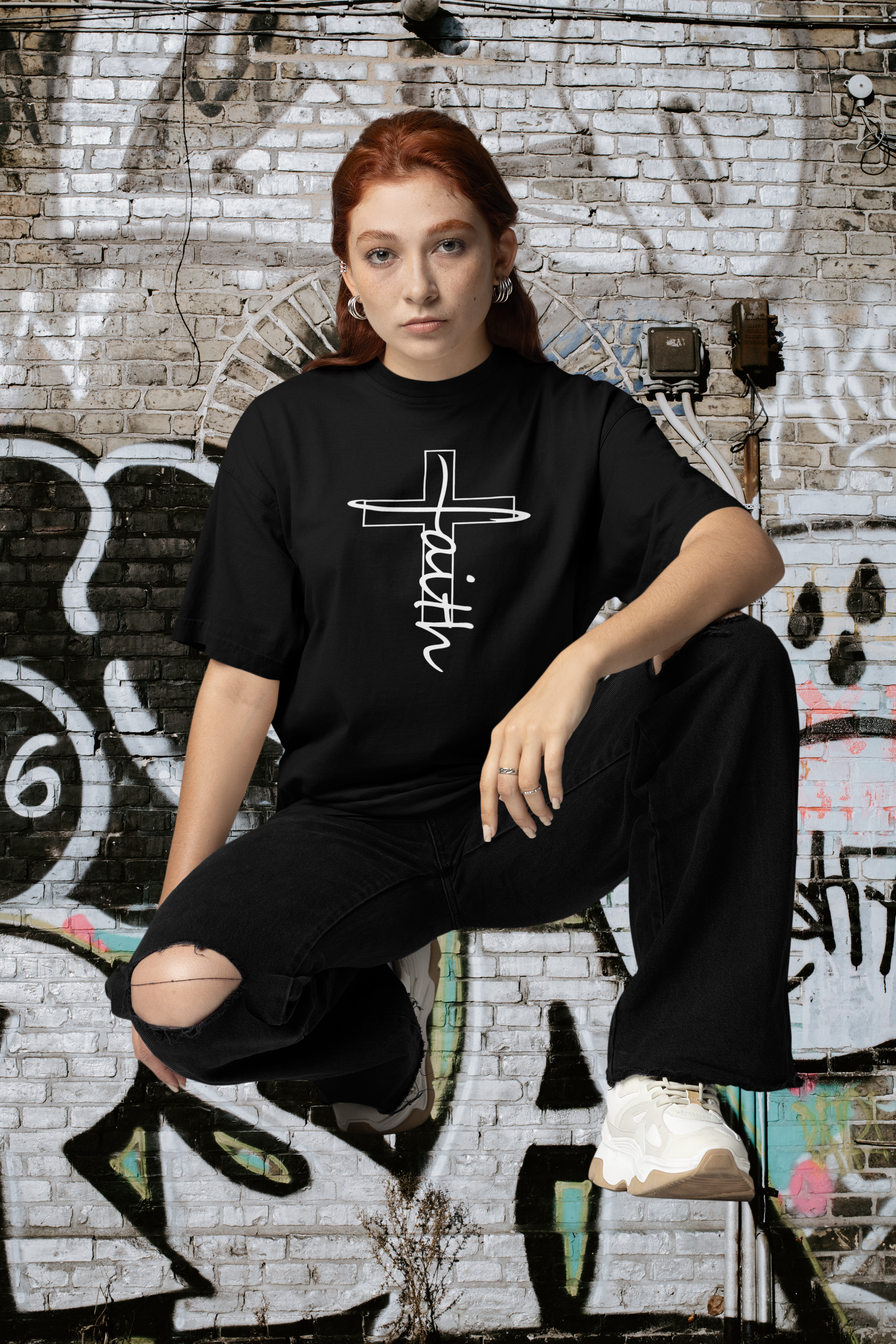 Faith - Ecologisch Biokatoen - Christelijk streetwear oversized dames shirt