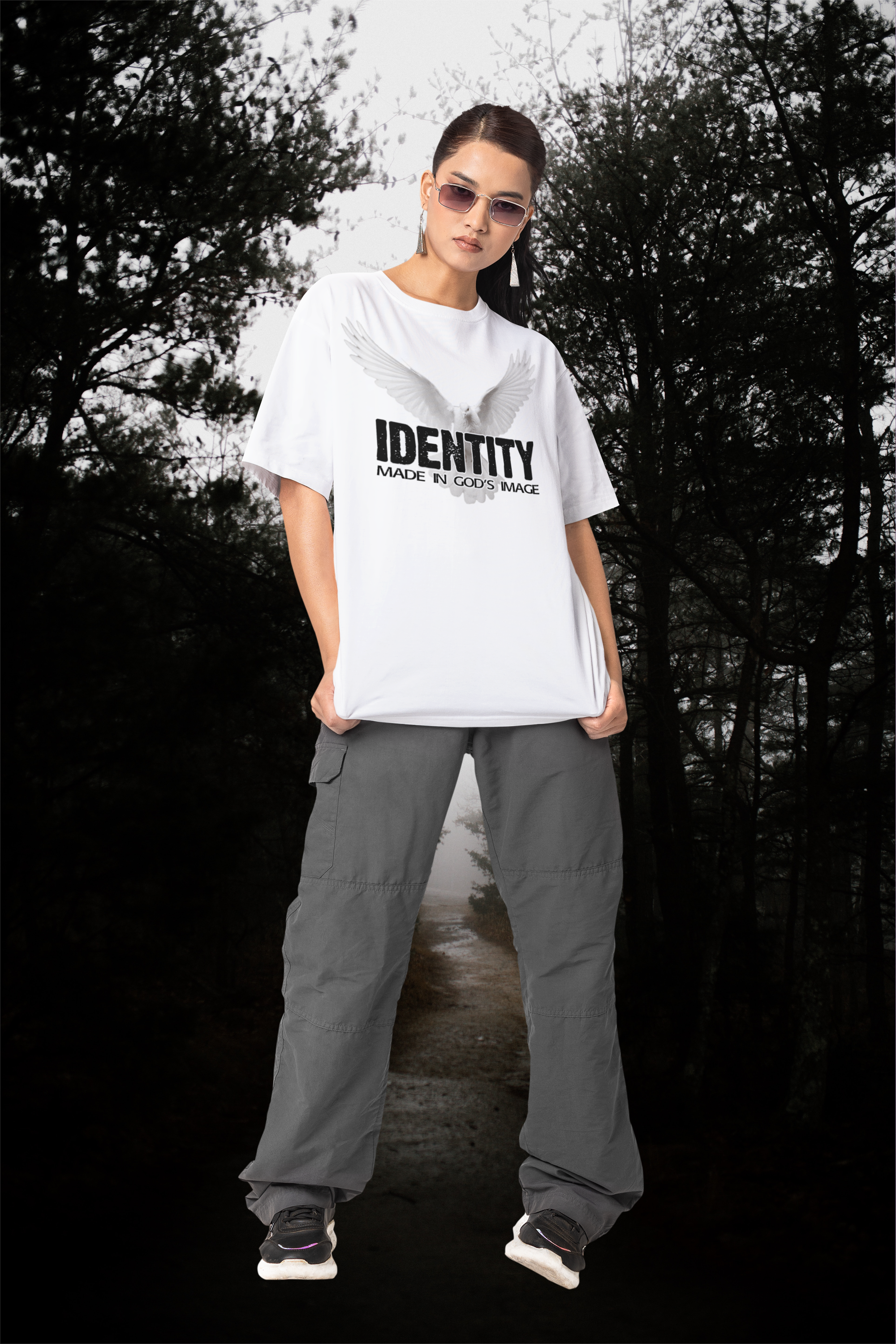 Identity - Ecologisch Biokatoen - Christelijk streetwear oversized dames shirt